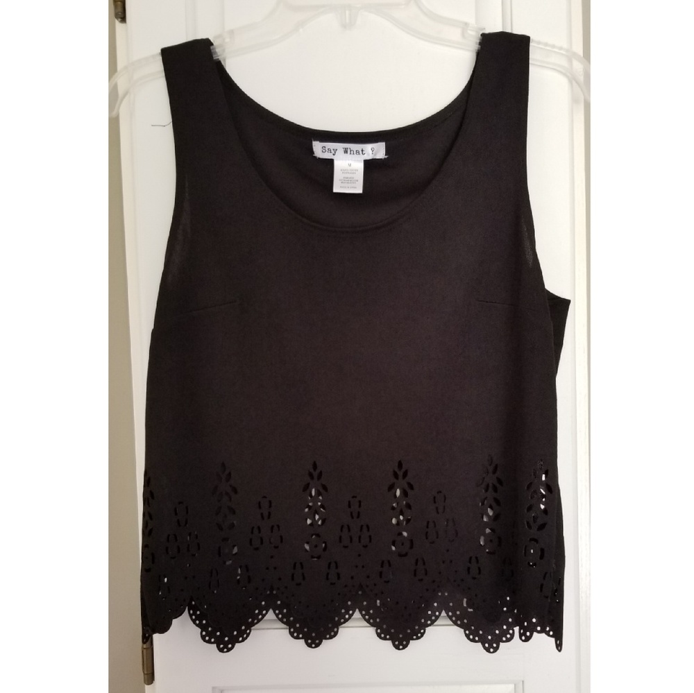 Scalloped Black Tank
